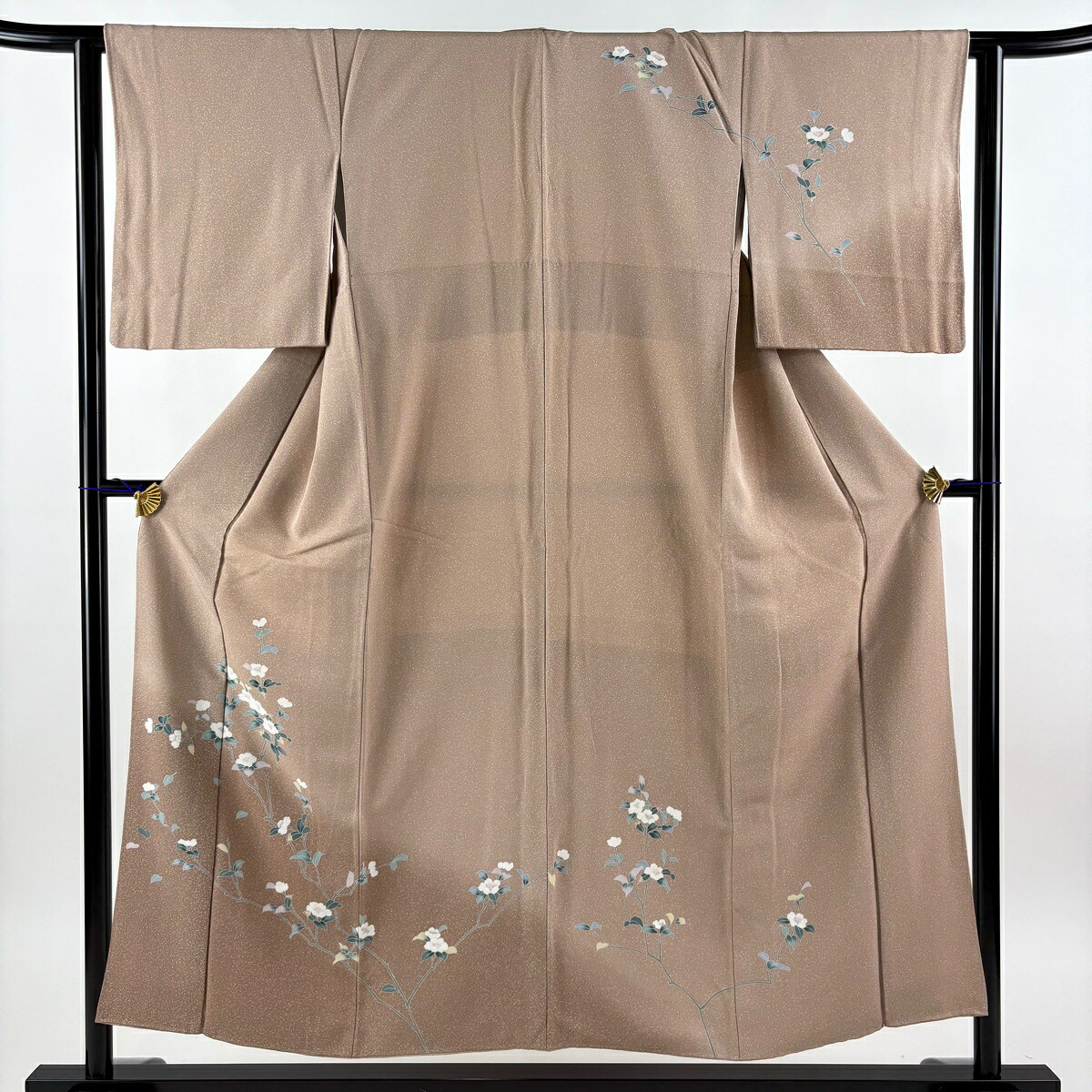 訪問着 身丈152.5cm 裄丈62.5cm S 袷 枝花 ぼかし 薄小豆 正絹 秀品 【中古】