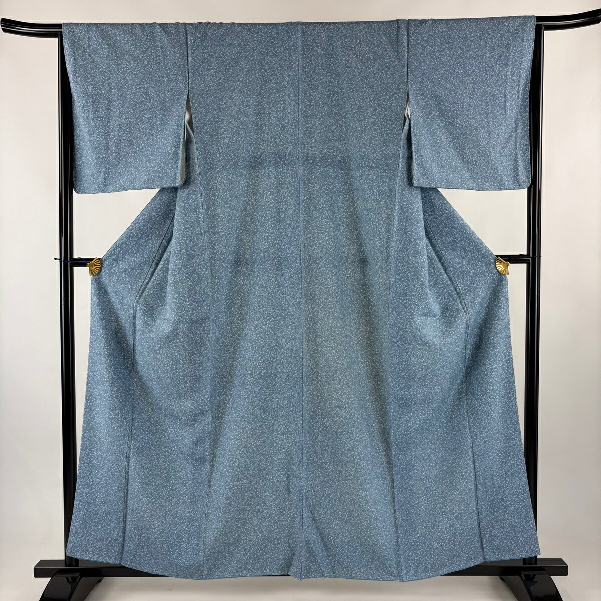小紋 身丈159cm 裄丈66cm M 袷 幾何学模様 水色 正絹 秀品 【中古】