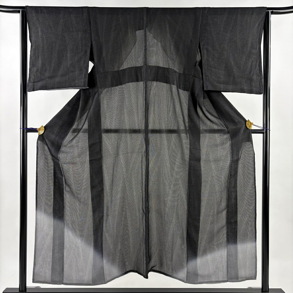 【美品】 付下げ 身丈153cm 裄丈63.5cm S 紗絽袷 疋田柄 裾ぼかし柄 黒 正絹 名品 【中古】 msp30