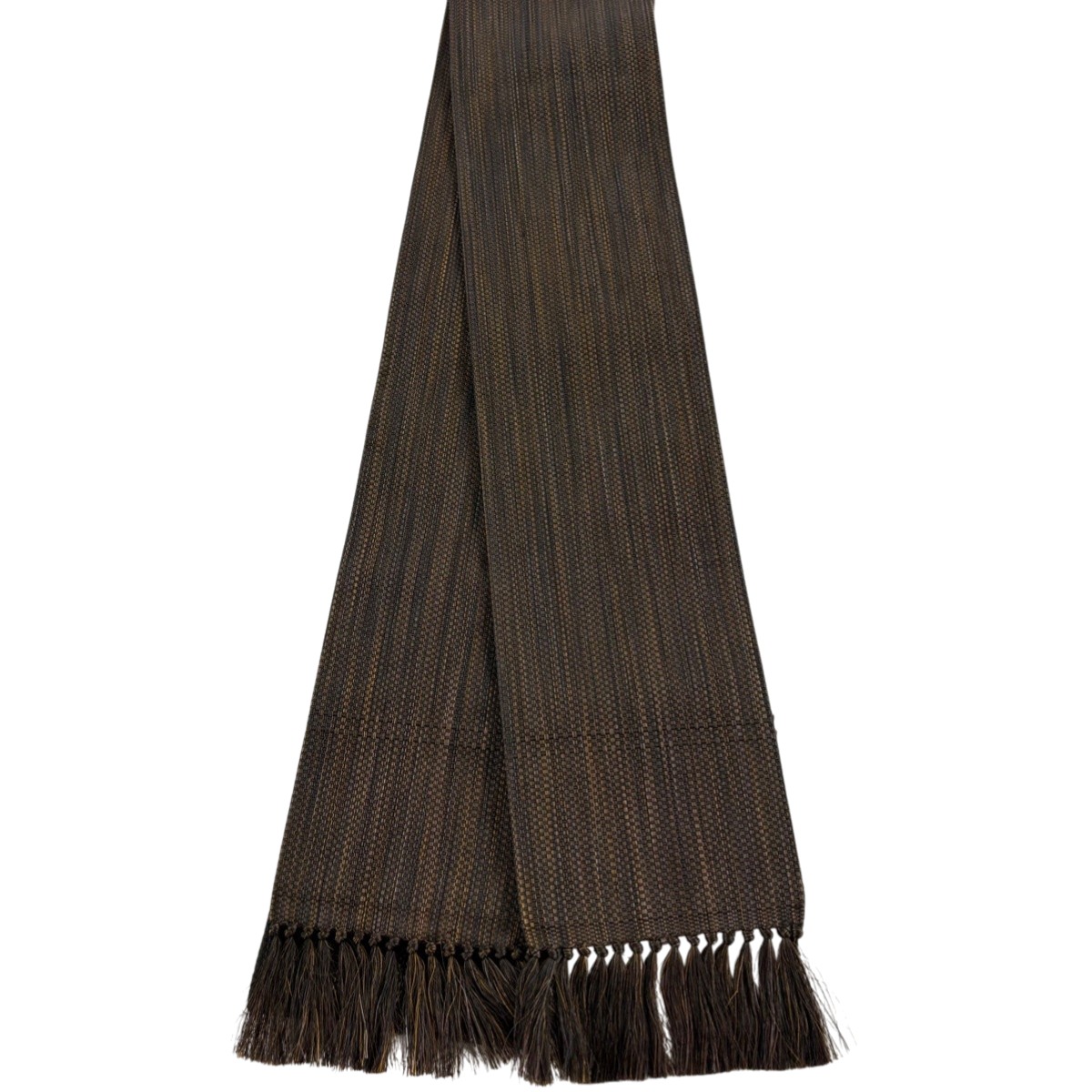 【美品】角帯 優品 縞 焦茶色 正絹 【中古】