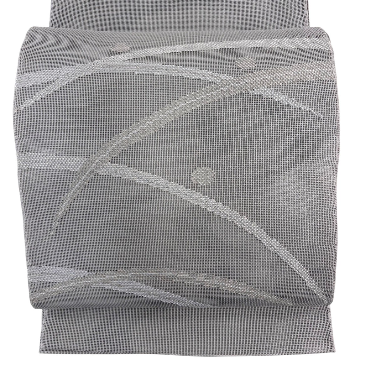 【美品】 袋帯 秀品 夏帯 露芝 流水 箔 銀糸 灰色 お太鼓柄 正絹 【中古】 8,496円