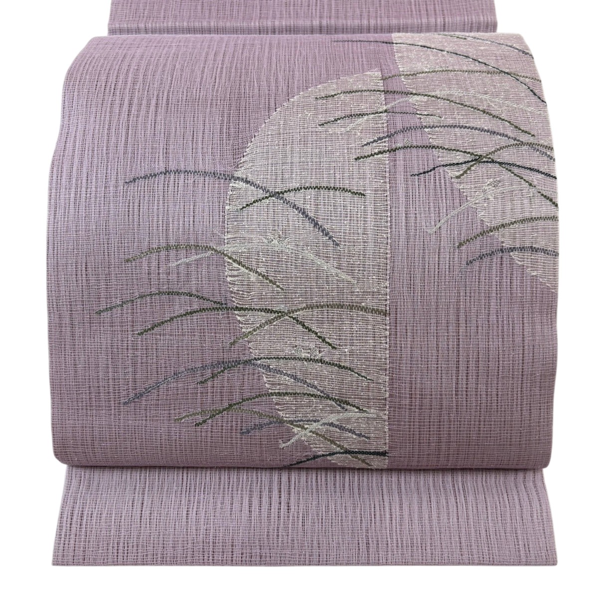 【美品】 袋帯 名品 夏帯 リバーシブル 露芝 金銀糸 薄紫 お太鼓柄 正絹 【中古】
