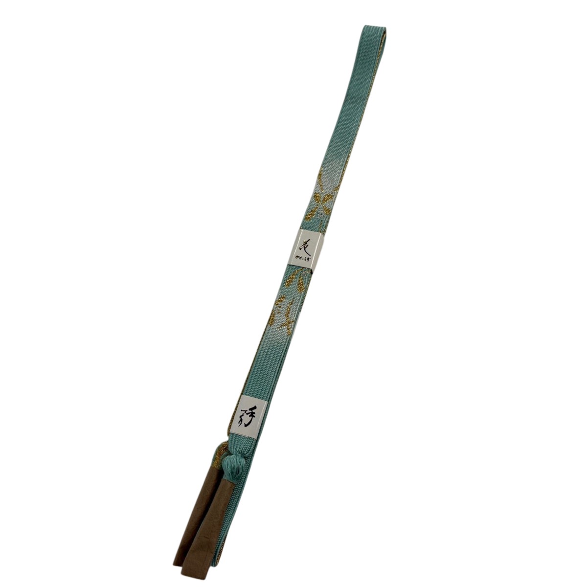 帯締め 優品 フォーマル 草花 金銀糸 薄緑 正絹 和装小物 【中古】