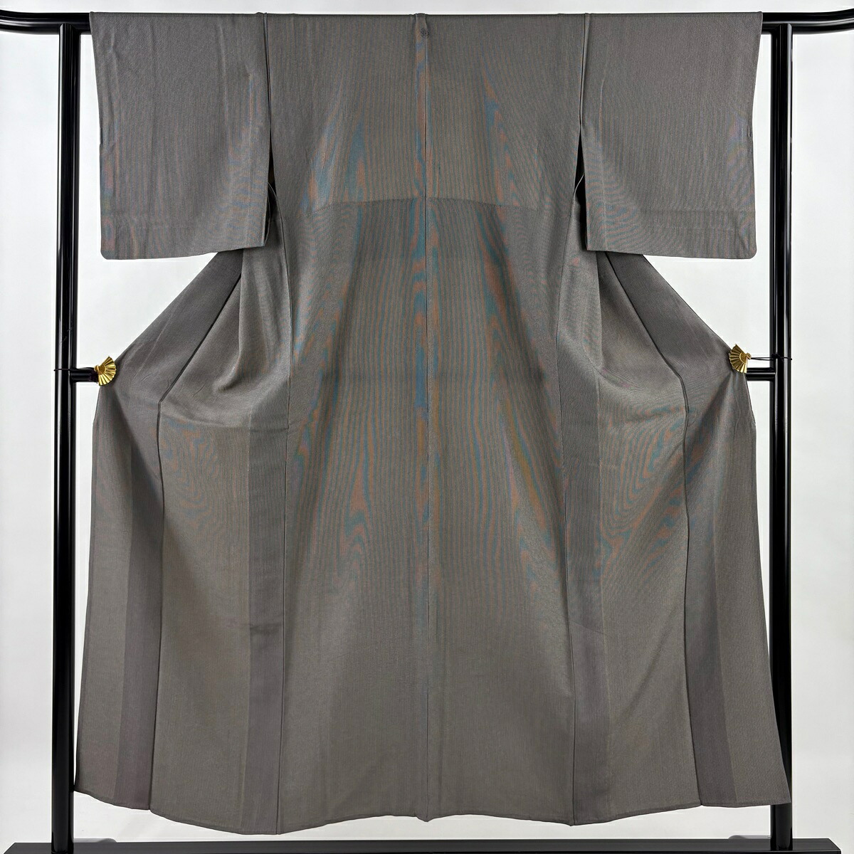 江戸小紋 身丈153cm 裄丈62cm S 単衣 万筋 黒灰 正絹 名品 一つ紋 【中古】 msp30