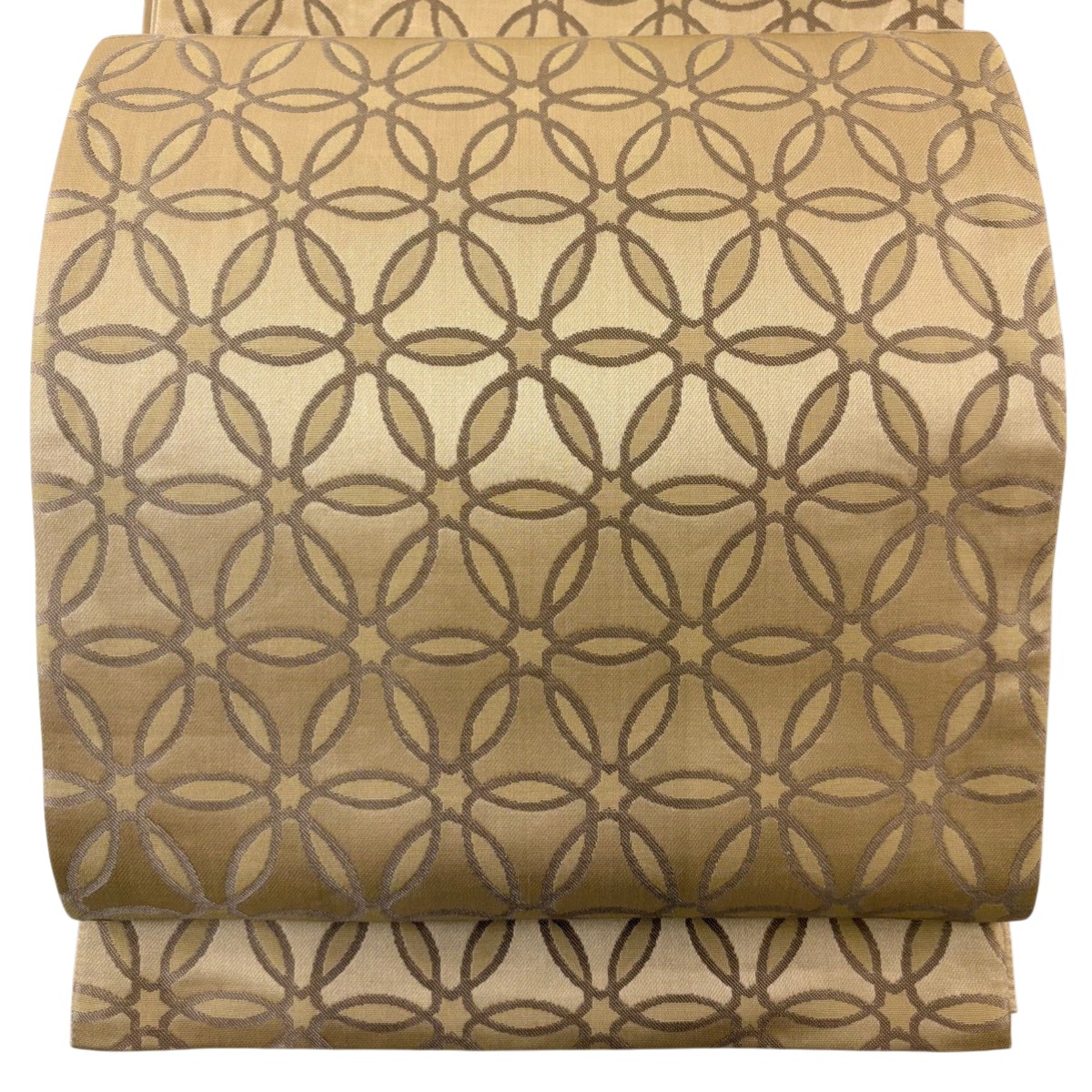 【美品】 袋帯 秀品 華文 薄茶色 六通 正絹 【中古】