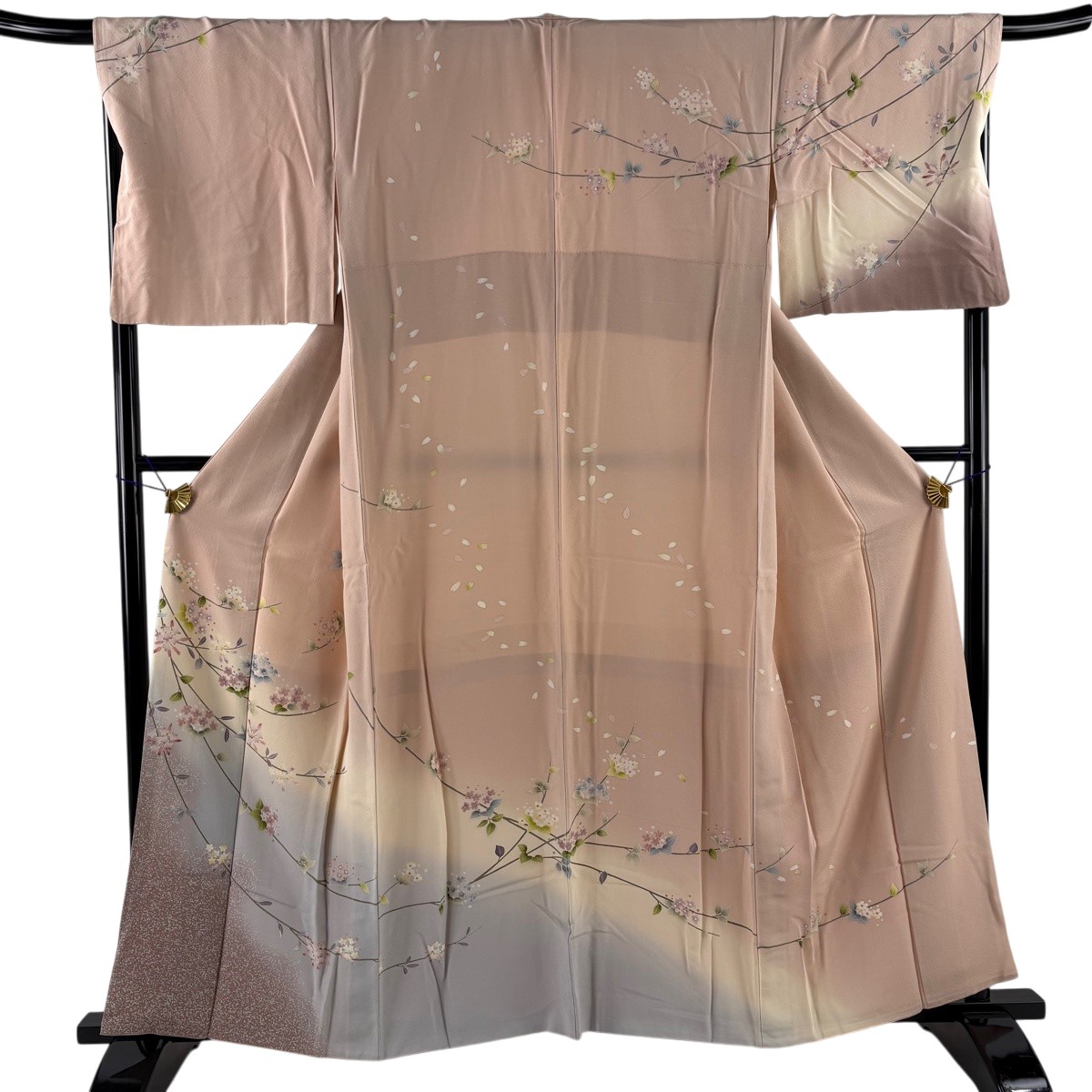 訪問着 身丈157cm 裄丈70cm L 袷 草花 花びら ぼかし ピンク 正絹 名品 【中古】 12,166円