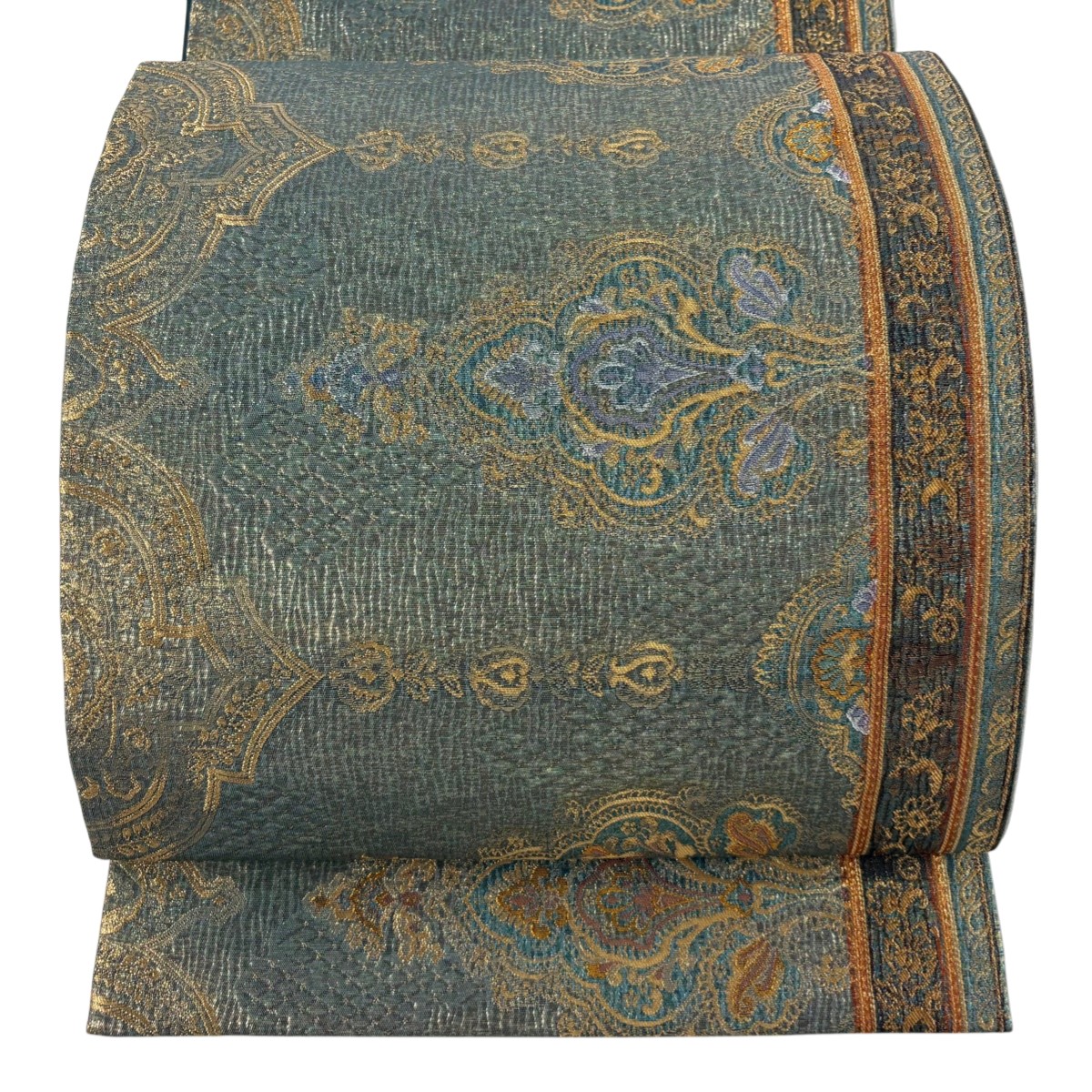 【美品】 袋帯 秀品 草花 華文 金銀糸 箔 金色 六通 正絹 【中古】