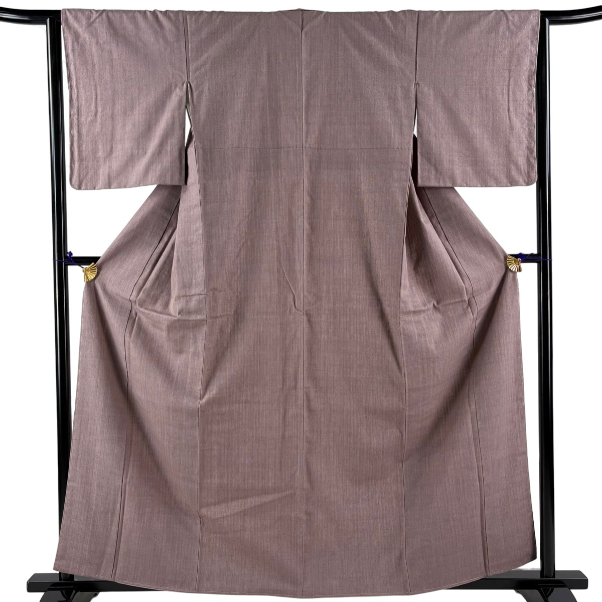 【美品】 結城紬 身丈161.5cm 裄丈64cm M 袷 本場結城紬 奥順 証紙あり 灰紫 正絹 逸品 【中古】