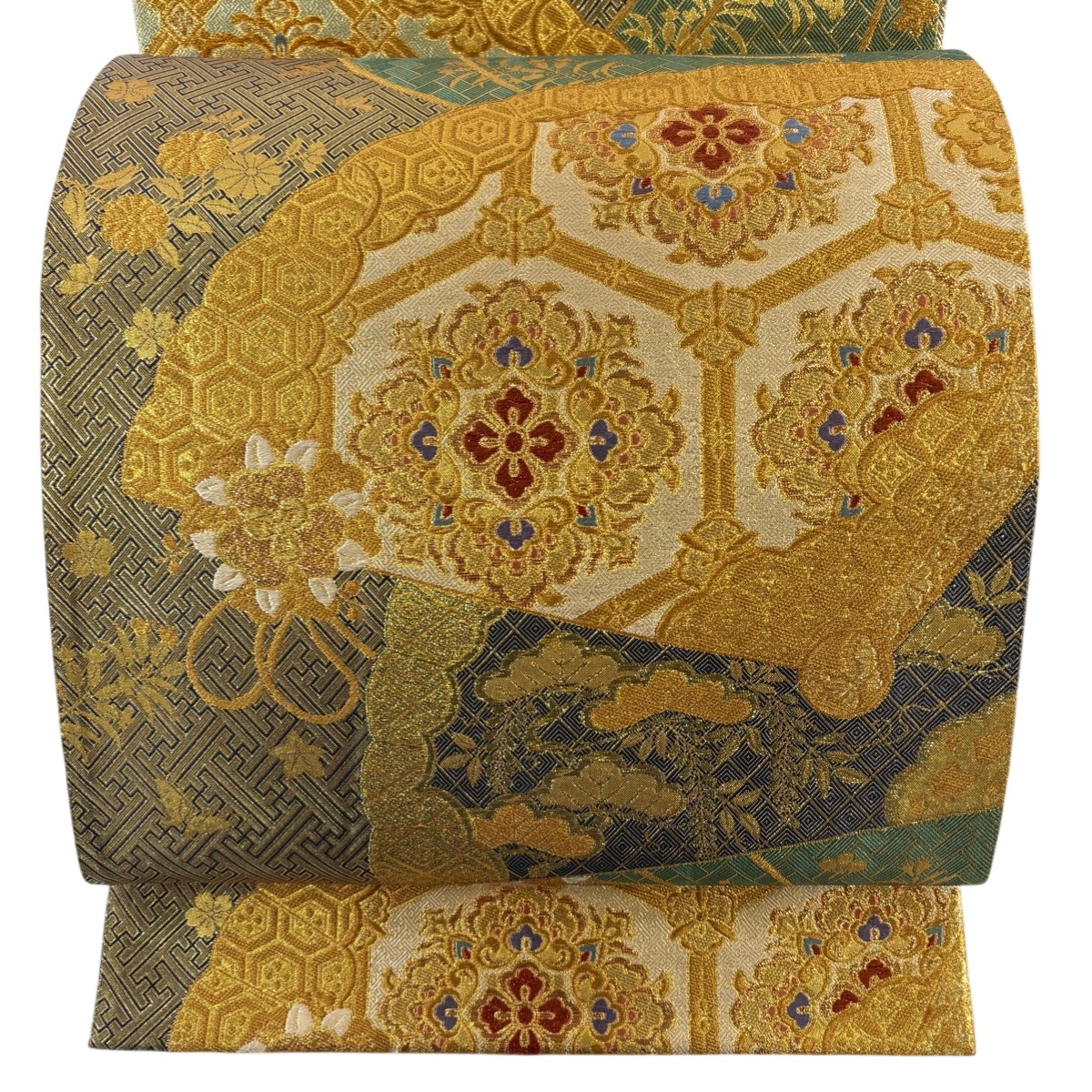 【美品】 袋帯 秀品 華文 扇 金糸 箔 金色 六通 正絹 【中古】 6,248円