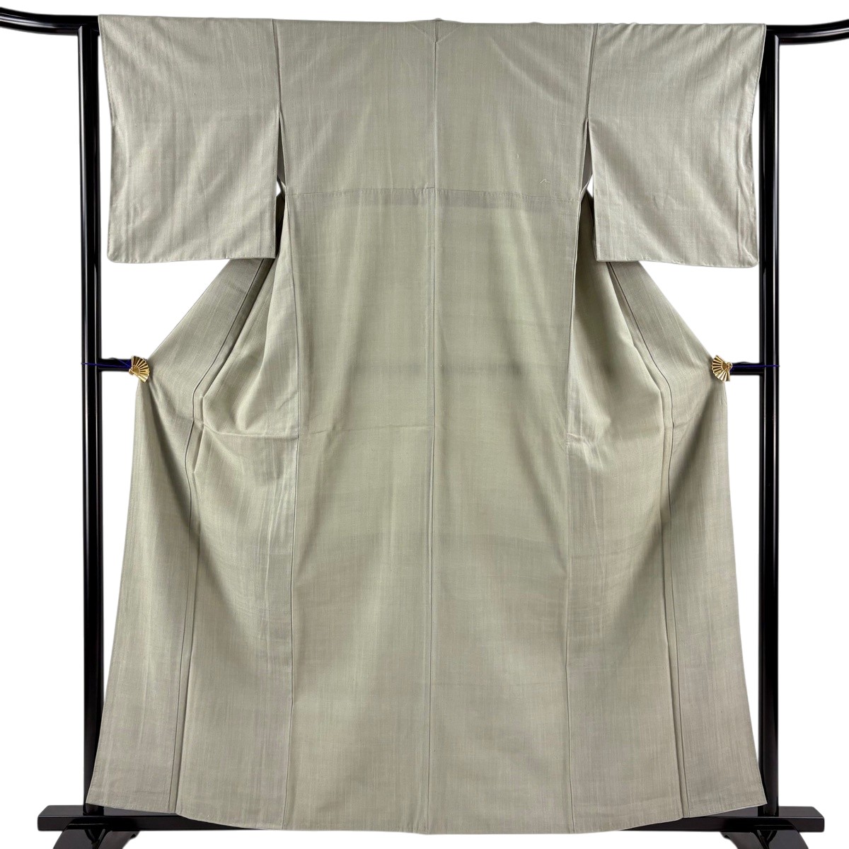 【美品】 紬 身丈160cm 裄丈62.5cm S 袷 灰緑 正絹 秀品 【中古】 msp30