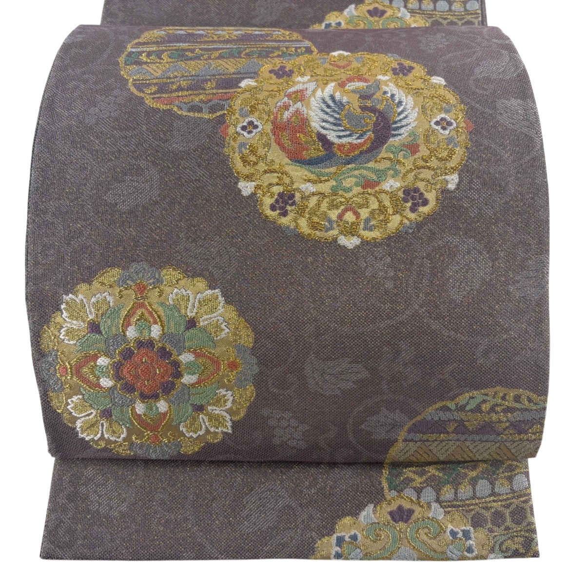 【美品】 袋帯 秀品 瑞宝 華文 金糸 箔 草木染 紫 六通 正絹 【中古】 6,688円