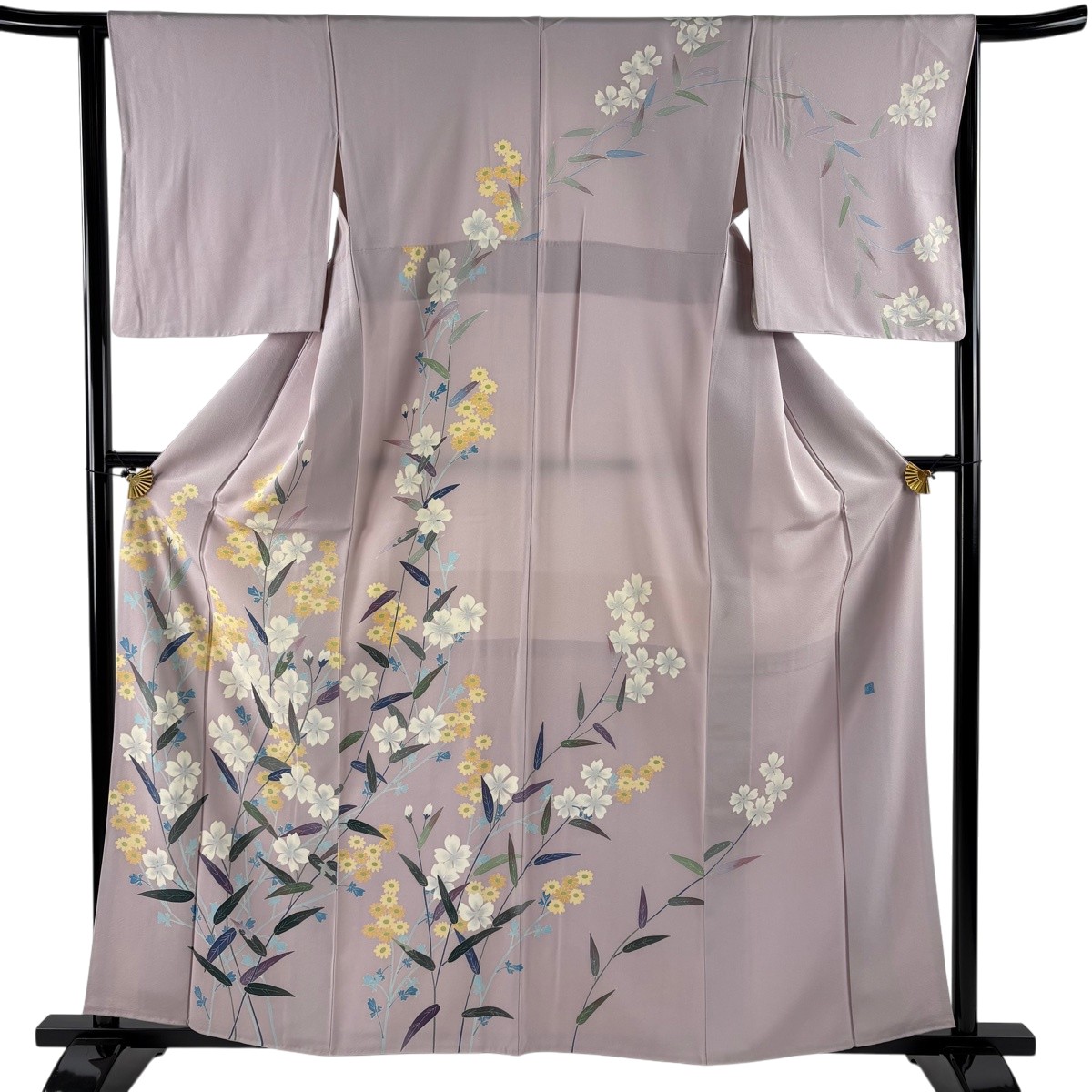 訪問着 身丈161cm 裄丈63cm S 袷 落款あり 草花 灰紫 正絹 名品 【中古】 13,884円