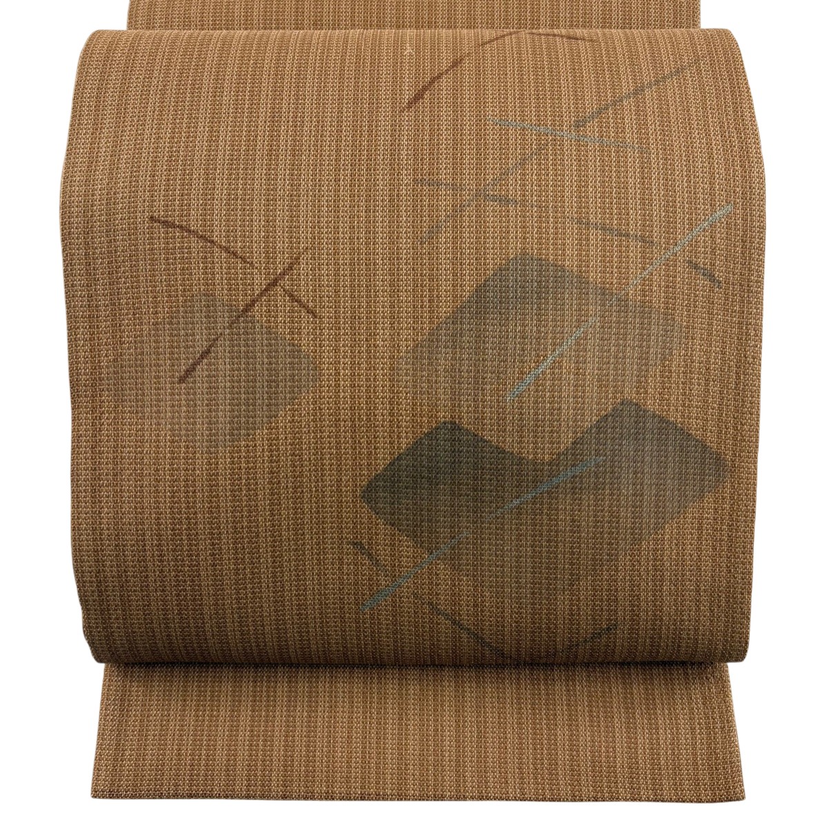 【美品】 袋帯 秀品 夏帯 幾何学 茶色 お太鼓柄 正絹 【中古】