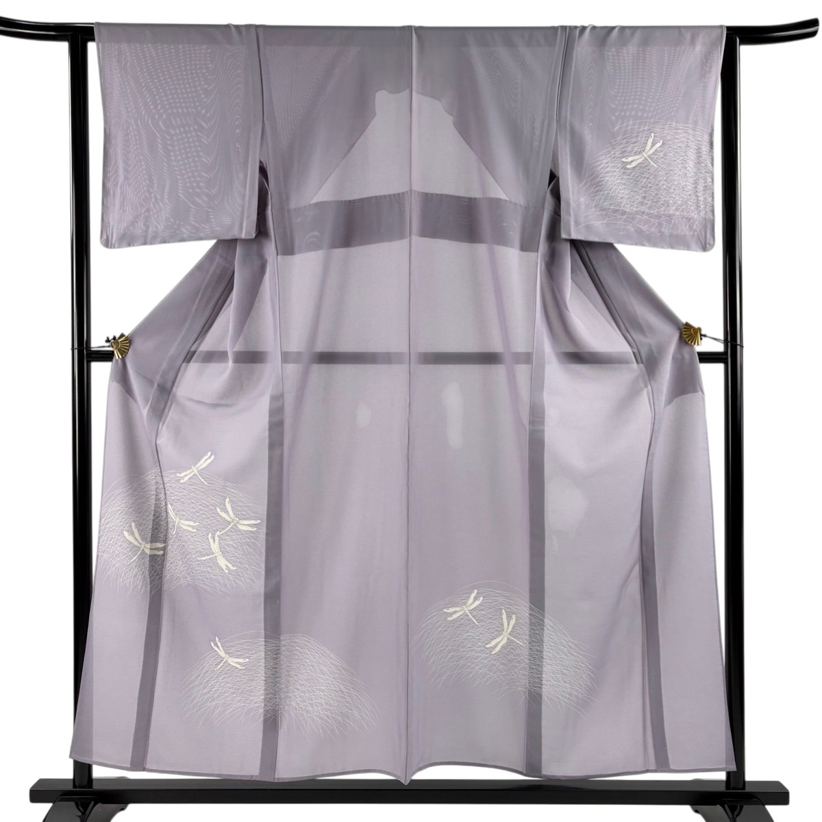 付下げ 身丈155.5cm 裄丈62.5cm S 薄物 絽 トンボ 芝 銀彩 薄紫 正絹 名品 【中古】 msp30