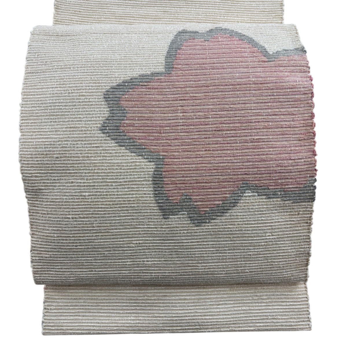 【美品】 名古屋帯 秀品 松葉仕立て 八寸名古屋帯 鈴乃屋 桜 縞 ベージュ 正絹 【中古】