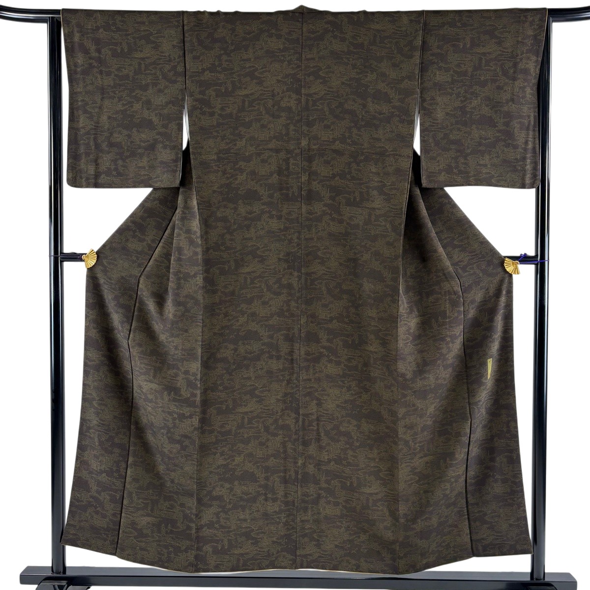 訪問着 身丈157.5cm 裄丈62.5cm S 袷 蝶 草花 螺鈿 金銀彩 ベージュ