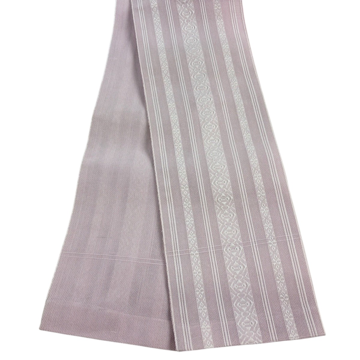 【美品】半幅帯 優品 夏帯 縞 独鈷柄 ピンク 化繊 【中古】