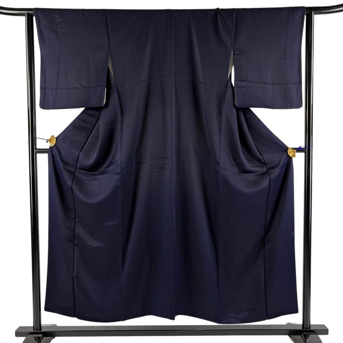 色無地 身丈153cm 裄丈64cm M 袷 濃紫 正絹 名品 【中古】