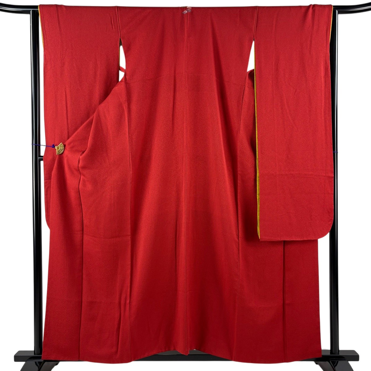【美品】 振袖 身丈159cm 裄丈65cm M 袷 鈴乃屋 赤 正絹 秀品 三つ紋 【中古】