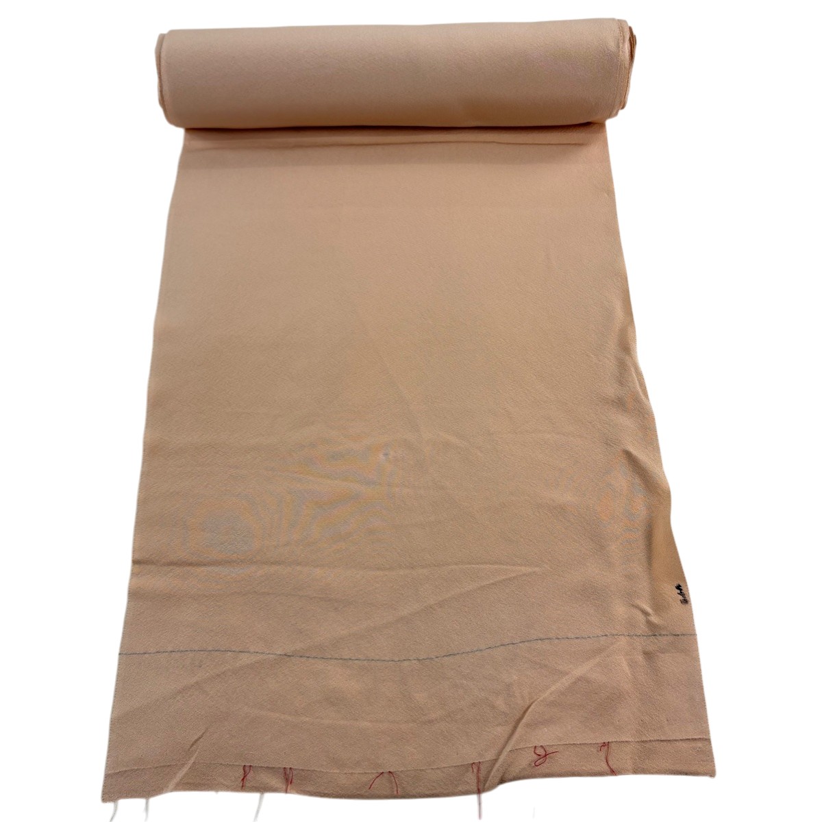反物 秀品 色無地 薄オレンジ 正絹 【中古】