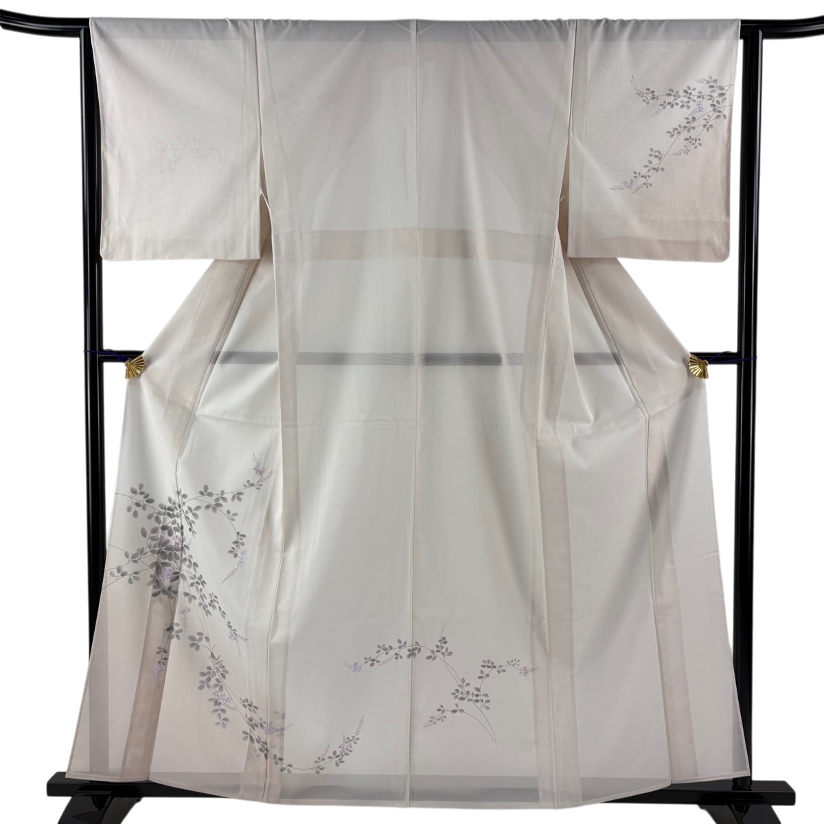 【美品】 付下げ 身丈161.5cm 裄丈63.5cm S 薄物 絽 萩 コオロギ ぼかし 薄ピンク 正絹 秀品 【中古】