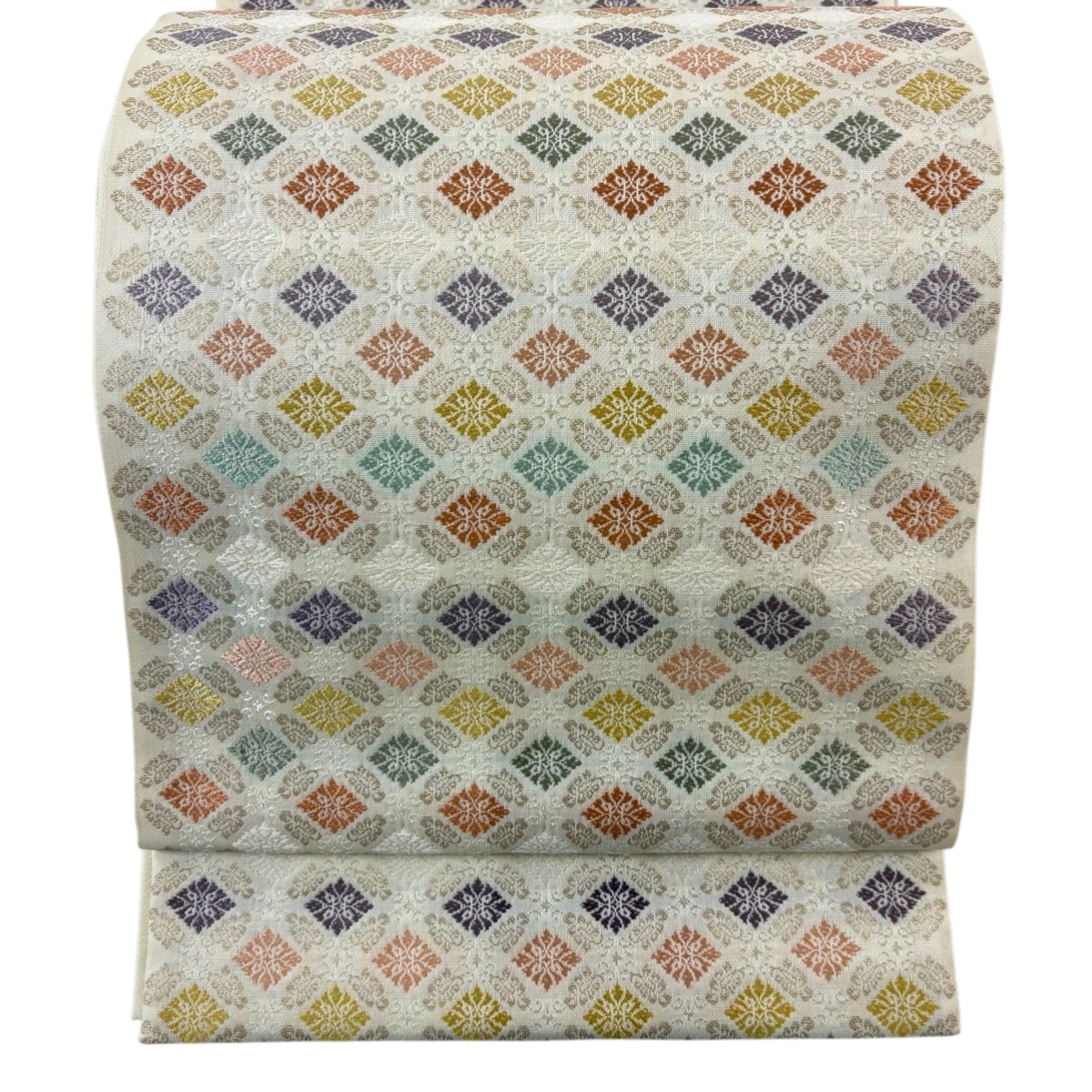 袋帯 名品 西陣織 有職子葵文 箔 ベージュ 六通 正絹 【中古】