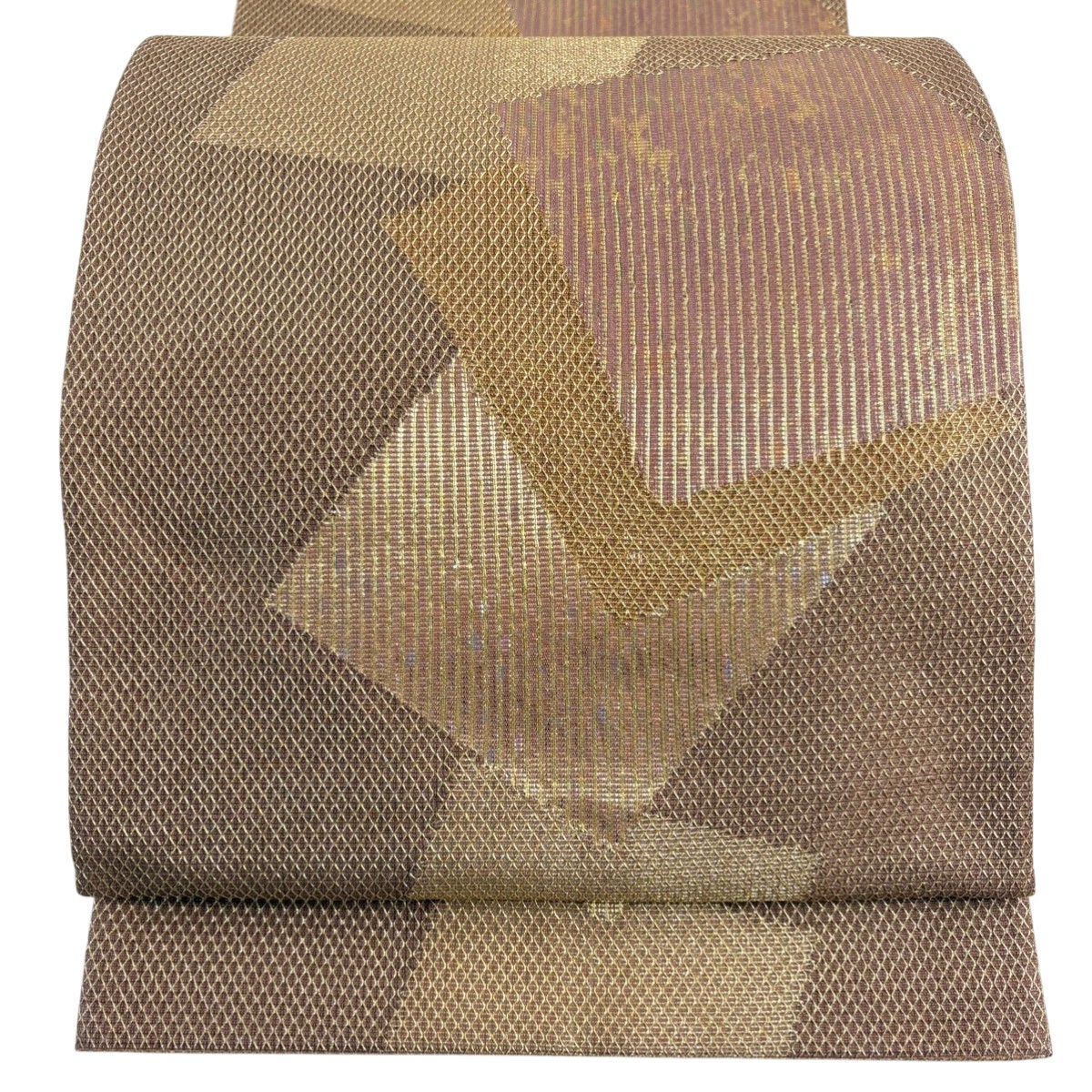 【美品】 袋帯 秀品 色紙 箔散らし 箔 金糸 金茶 六通 正絹 【中古】