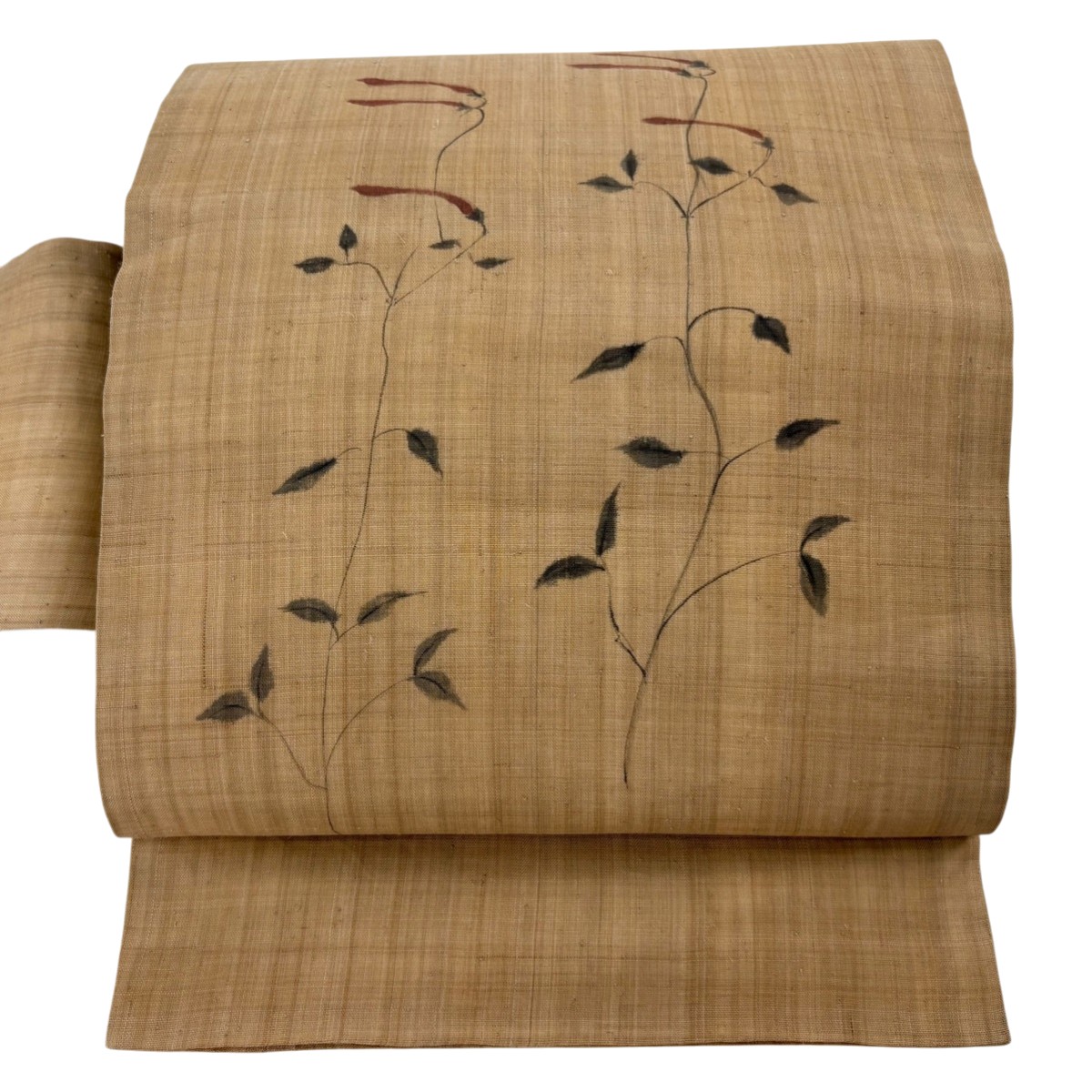 名古屋帯 珠玉 夏帯 夏紬地 被子植物 うす茶色色 芭蕉 【中古】 msp30 レディースファッション-和服-帯