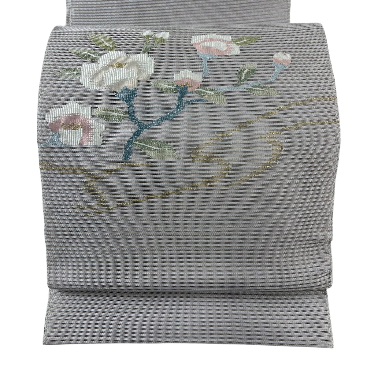 【美品】 名古屋帯 秀品 八寸名古屋帯 トンネル仕立て 夏帯 絽 枝花 箔 薄紫 正絹 【中古】