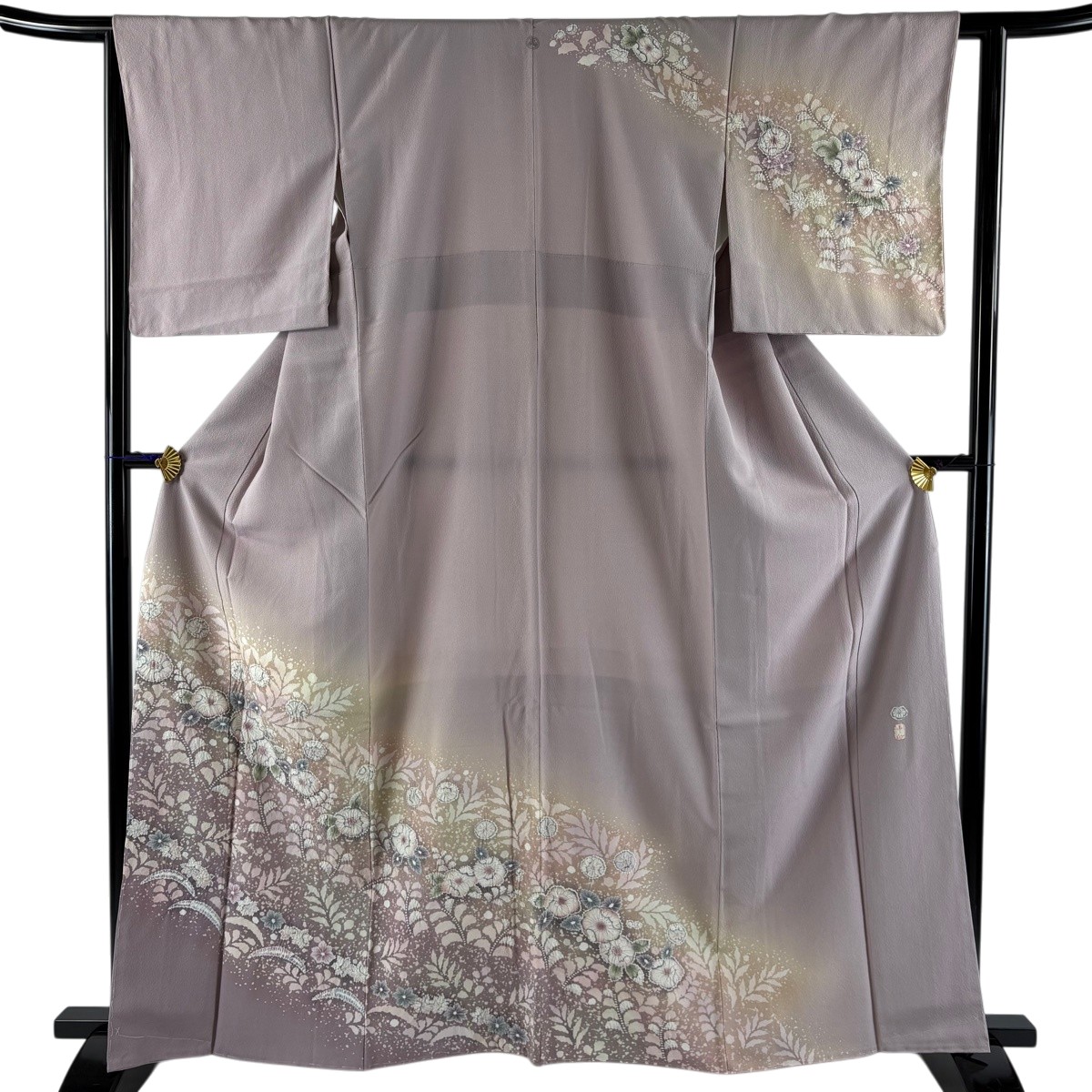 【美品】 訪問着 身丈162.5cm 裄丈63cm S 袷 落款あり 辻が花 染め分け ぼかし 薄紫 正絹 名品 一つ紋 【中古】