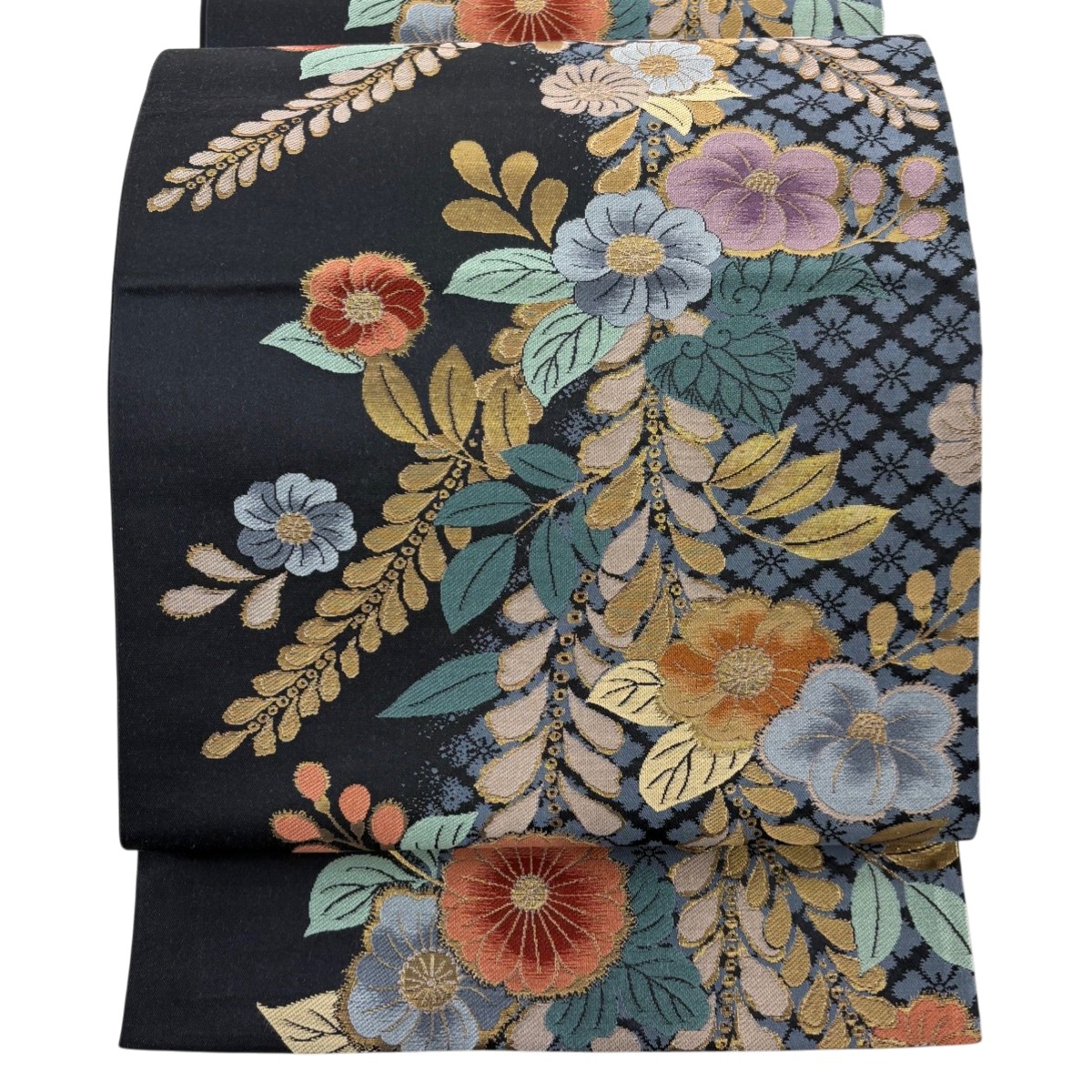 【美品】 袋帯 秀品 草花 箔 墨色 六通 正絹 【中古】 6,688円