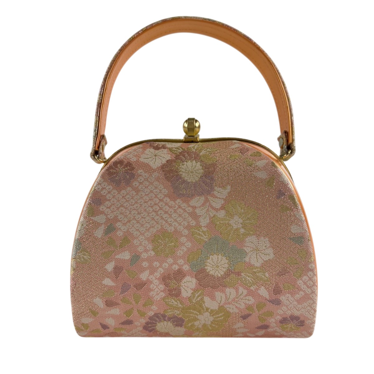 和装バッグ 優品 フォーマル 草花 金糸 箔 薄ピンク 正絹 和装小物 【中古】