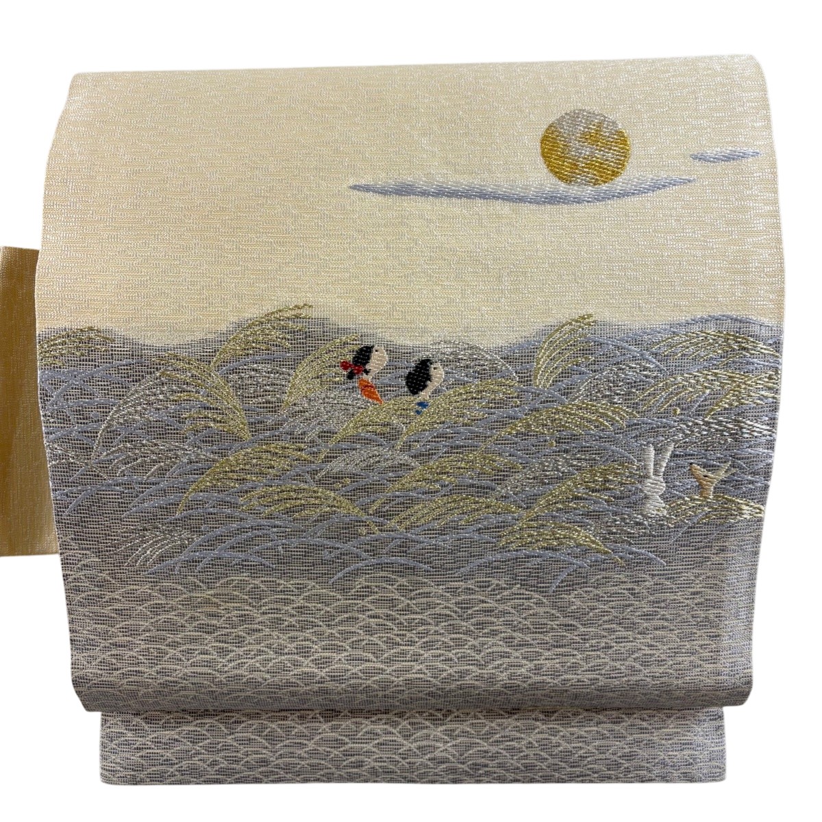【美品】 名古屋帯 逸品 十五夜お月さん すすき 金銀糸 クリーム 正絹 【中古】 27,170円