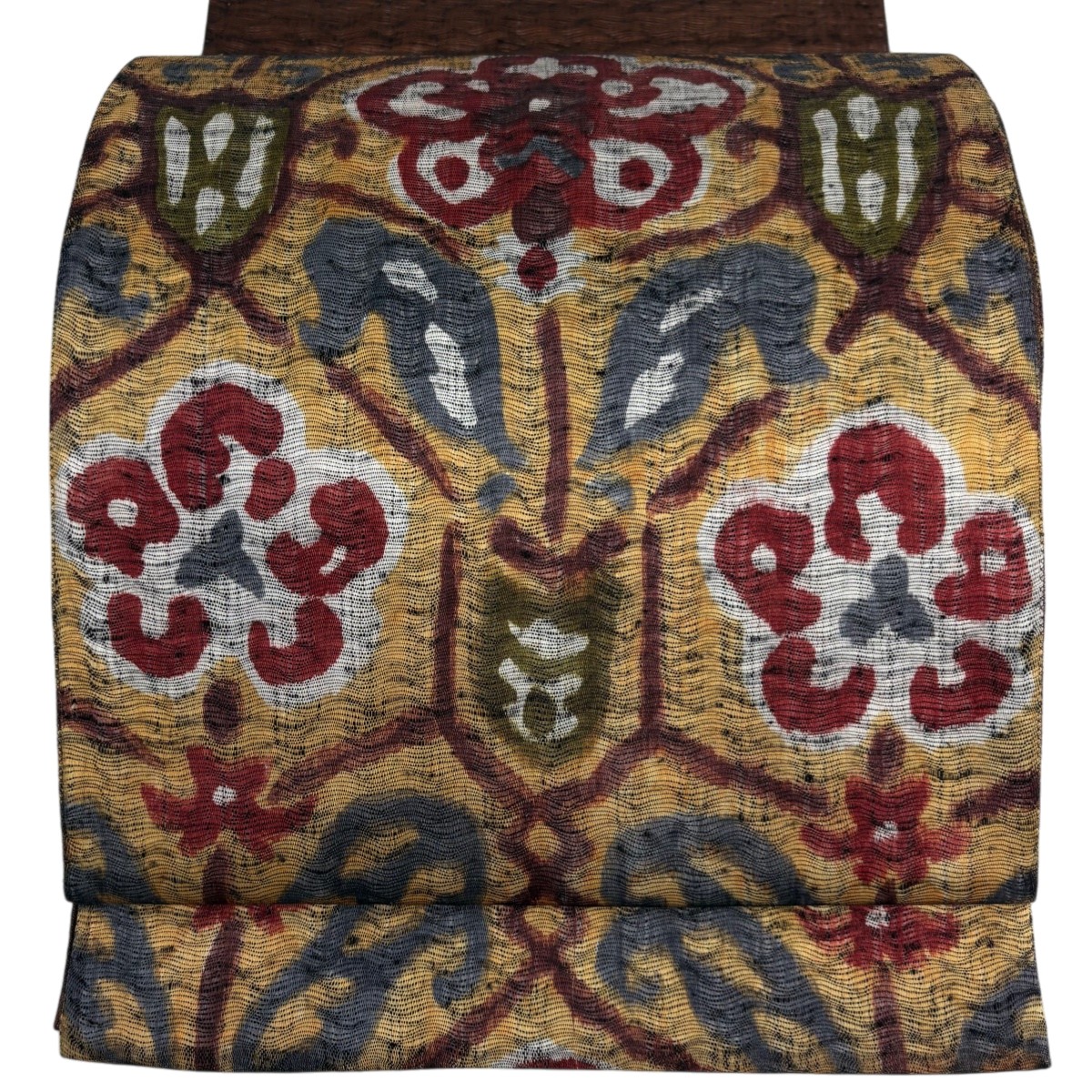 【美品】 袋帯 秀品 草花 山吹色 お太鼓柄 正絹 【中古】