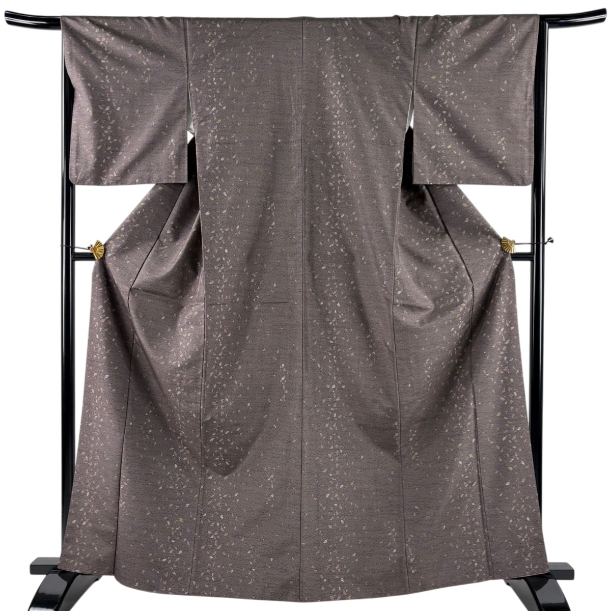 【美品】 大島紬 身丈165cm 裄丈66cm M 袷 証紙あり 葉 小豆色 正絹 名品 【中古】