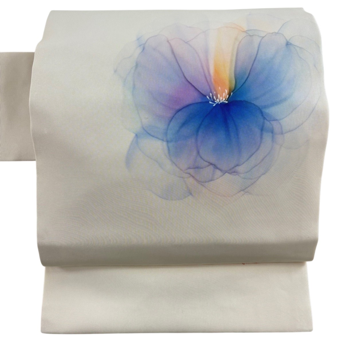 【美品】 名古屋帯 秀品 落款あり 花 クリーム 正絹 【中古】
