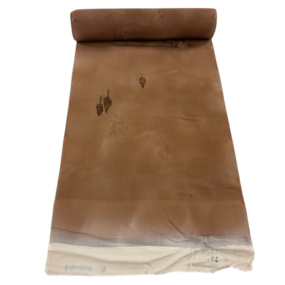 反物 優品 羽尺 羽織 和装コート 樹木 地紋 ぼかし 茶色 正絹 【中古】