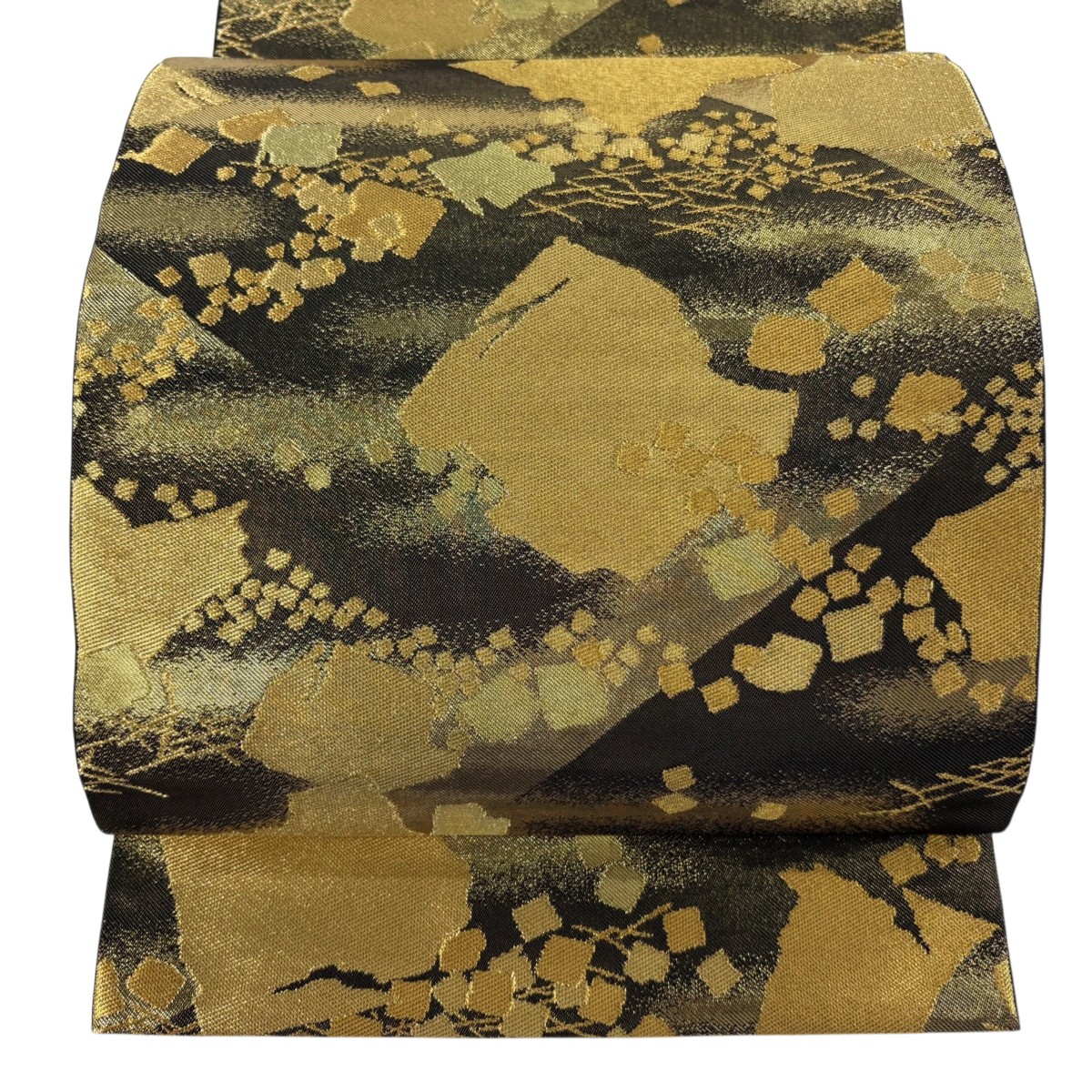【美品】 袋帯 逸品 川島織物 落款あり 破れ色紙 箔散らし 金糸 箔 金色 六通 正絹 【中古】
