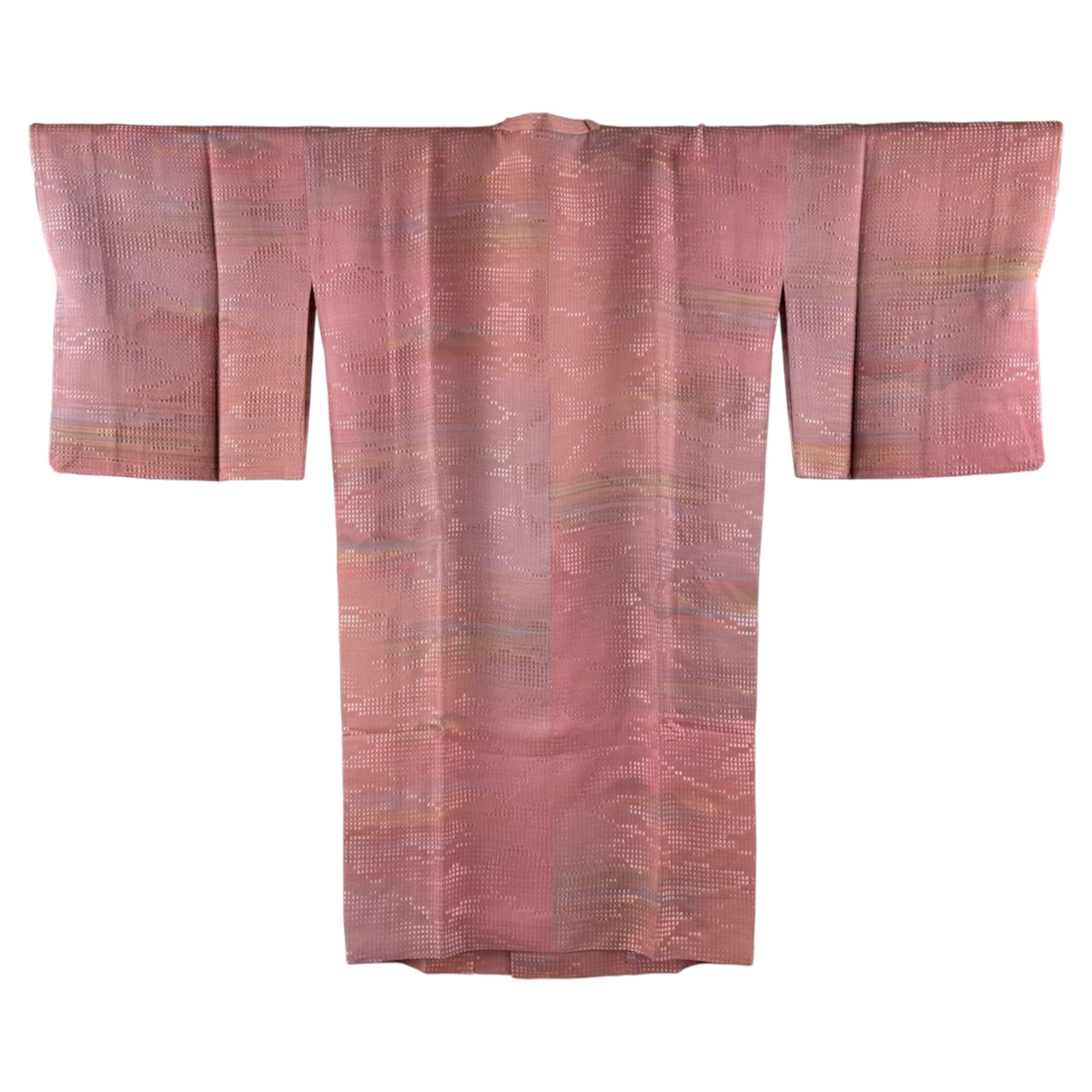 【美品】 道行 身丈109.5cm 裄丈68.5cm L 和装コート 角衿 落款あり 霞 ピンク 正絹 名品 【中古】