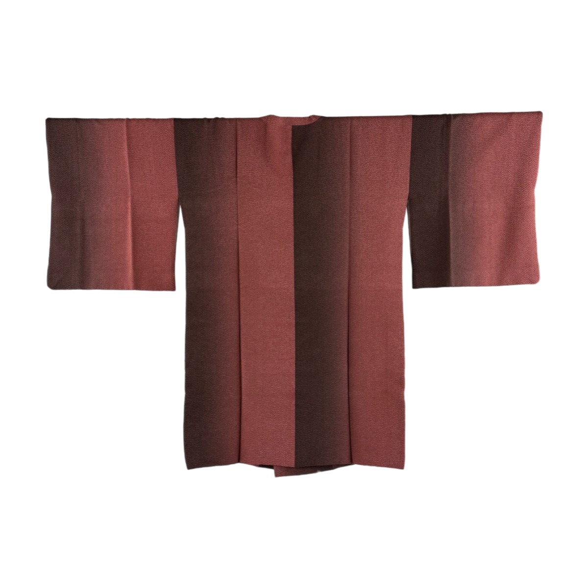道行 身丈93.5cm 裄丈66cm M 和装コート 角衿 縦ぼかし 絞り えんじ色 正絹 秀品 【中古】