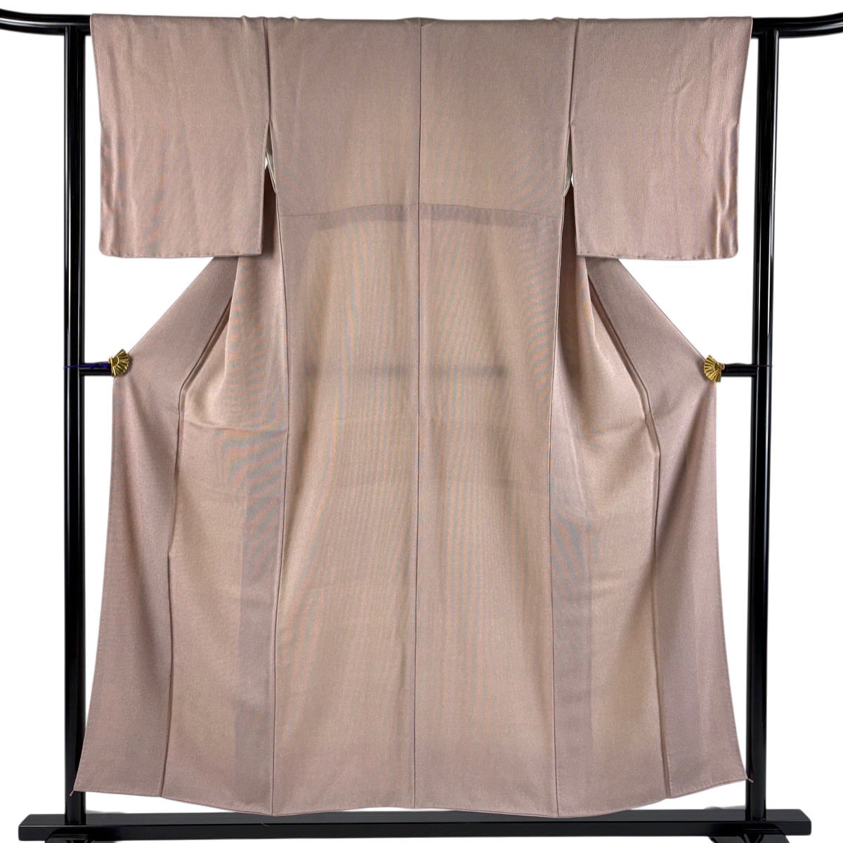 【美品】 江戸小紋 身丈153cm 裄丈62.5cm S 袷 万筋 ピンクベージュ 正絹 秀品 【中古】