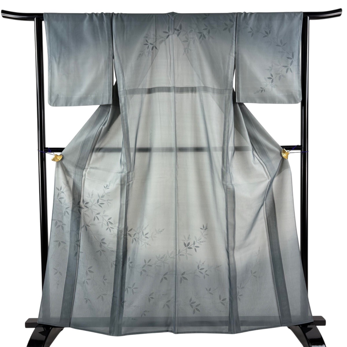 【美品】 訪問着 身丈162cm 裄丈64cm M 紗袷 草花 灰緑 正絹 名品 【中古】