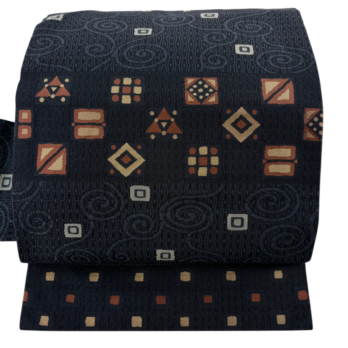 【美品】 名古屋帯 秀品 市松 幾何学 濃紺 正絹 【中古】 9,086円