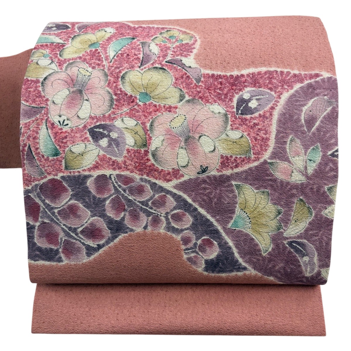 【美品】 名古屋帯 秀品 辻が花柄 ピンク 正絹 【中古】