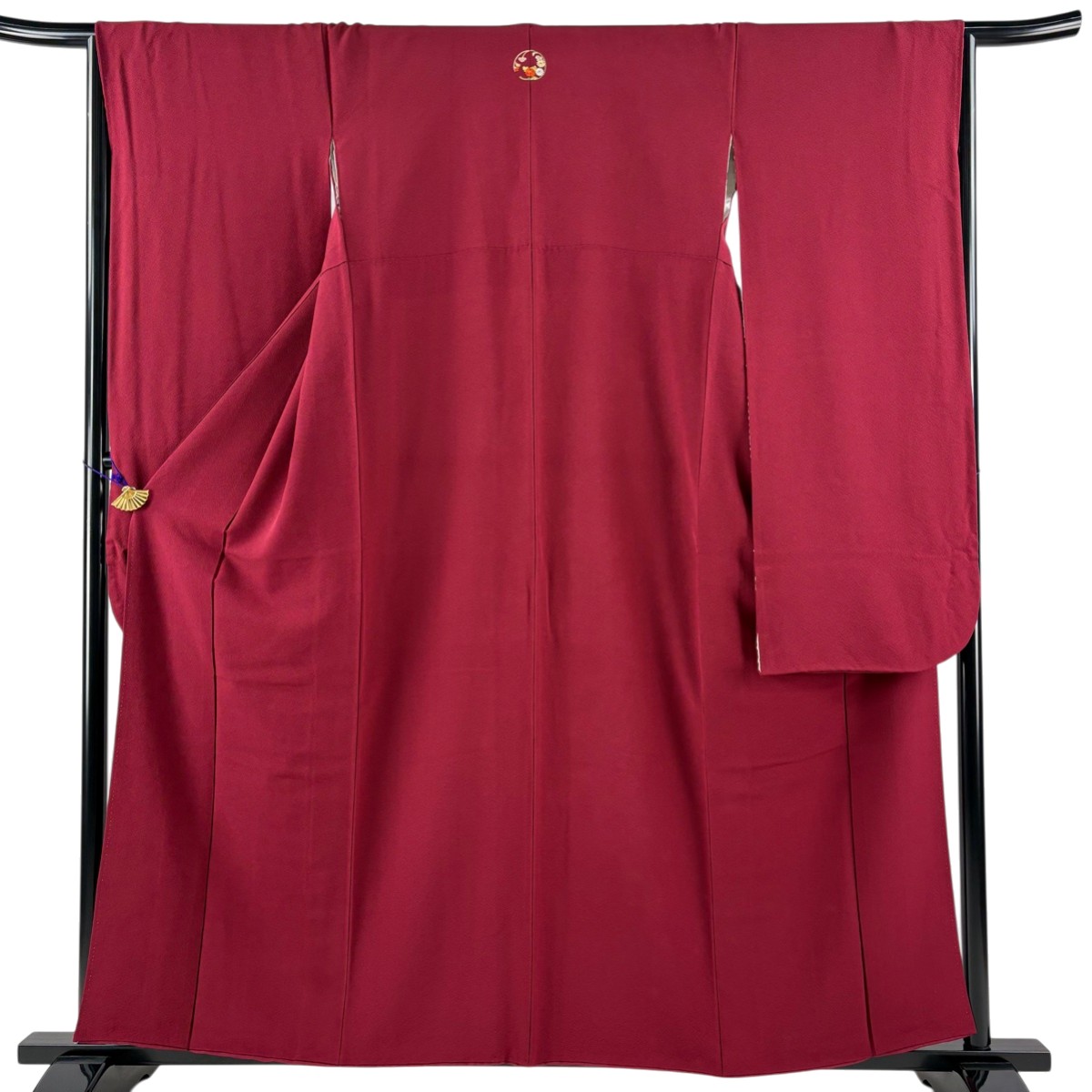 【美品】 振袖 身丈159cm 裄丈65.5cm M 袷 えんじ色 正絹 秀品 一つ紋 【中古】