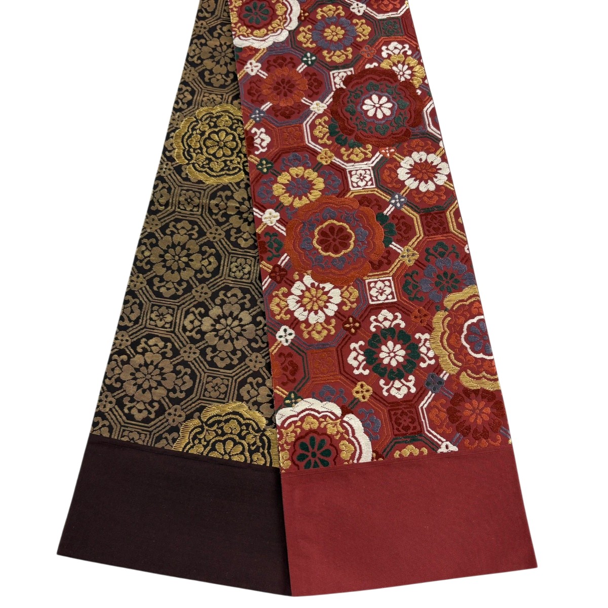 【美品】半幅帯 秀品 蜀江華文 金糸 茜色 正絹 【中古】
