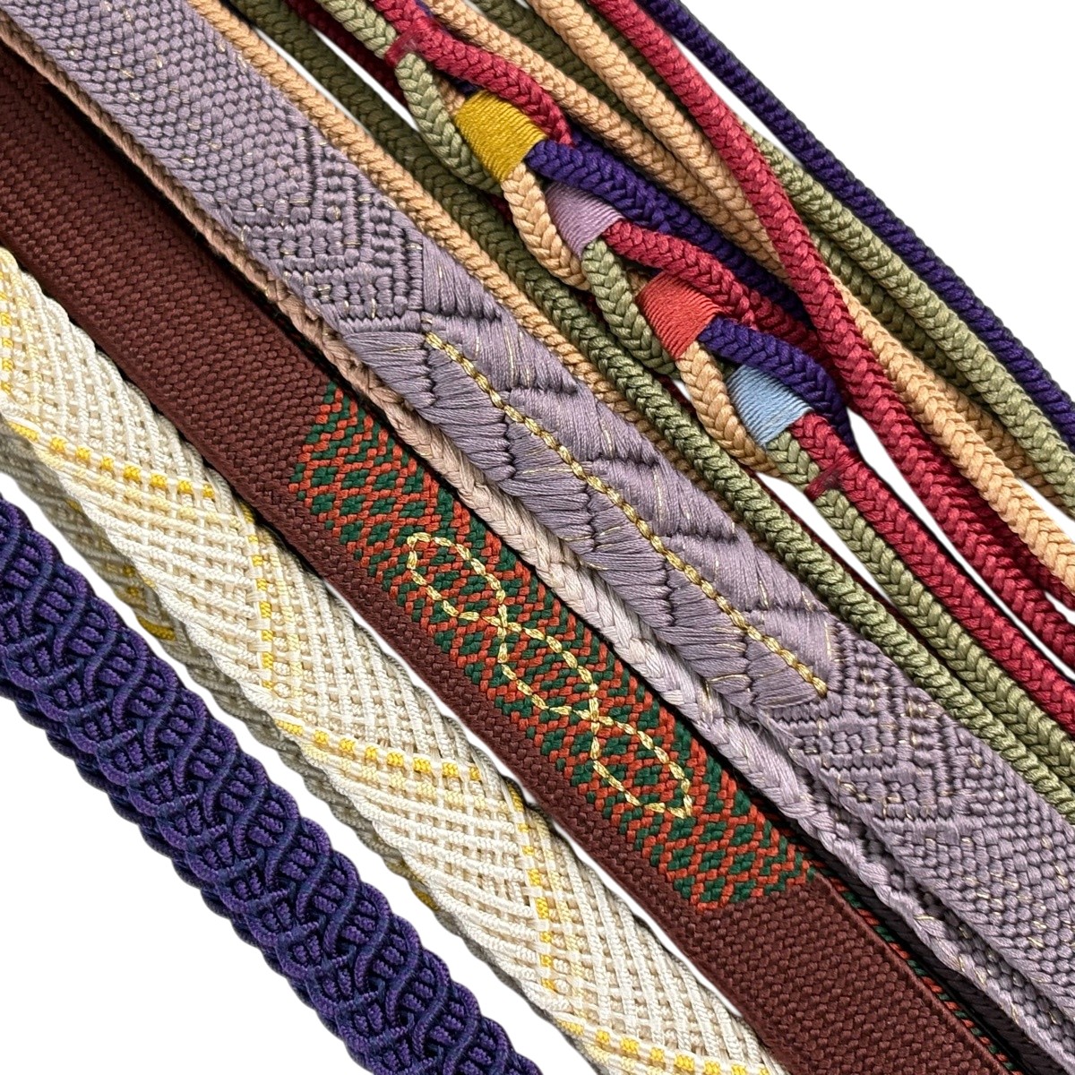 帯締め 優品 帯締め5本セット 灰紫 正絹 和装小物 【中古】
