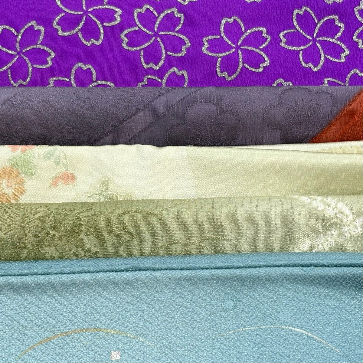 帯揚げ 優品 帯揚げ5枚セット 紫 正絹 和装小物 【中古】