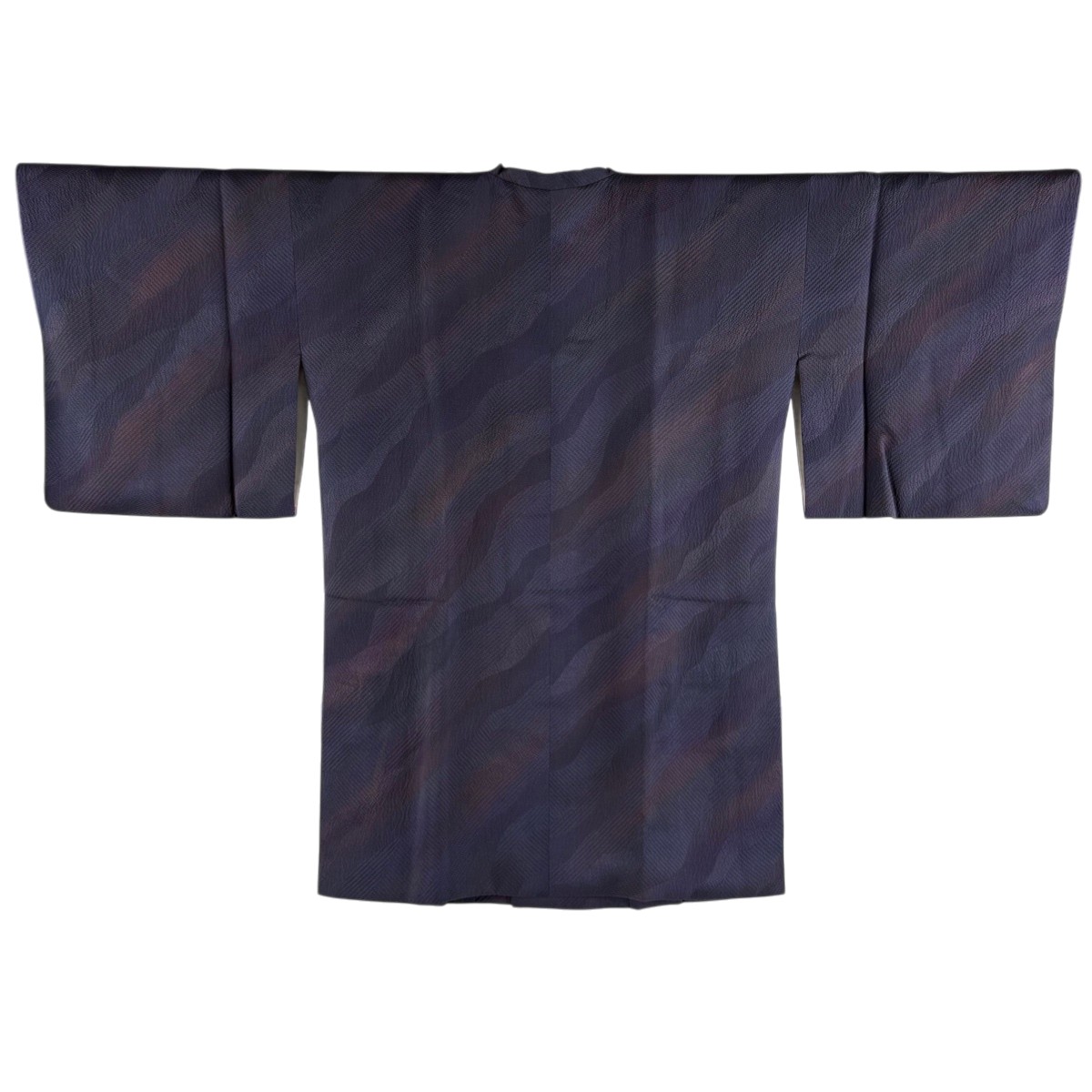 【美品】 道行 身丈88.5cm 裄丈65cm M 和装コート 角衿 霞 地紋 ぼかし 紫 正絹 秀品 【中古】