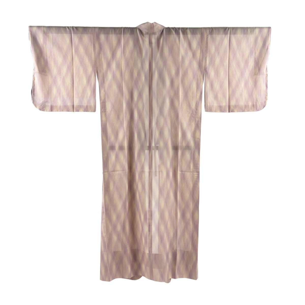 【美品】 道中着 身丈138cm 裄丈69cm L 和装コート 着物衿 斜縞 薄紫 正絹 逸品 【中古】
